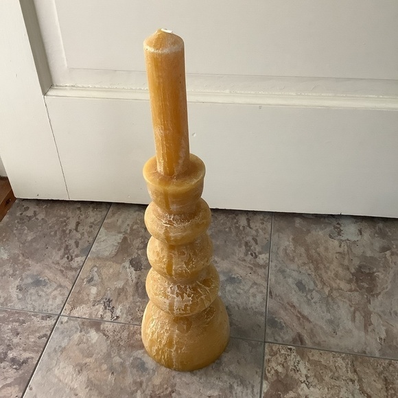 🆕 New Anthropologie Mustard Yellow Pillar Spindle Taper Candle - Picture 8 of 9